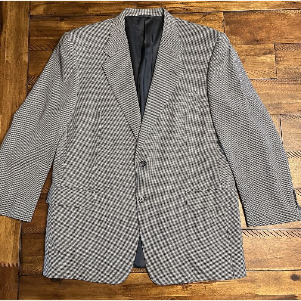 VINTAGE Loro Piana For HF Wool Houndstooth Blazer- 44 Regular- Designer, Read**